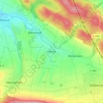Carte topographique Hönze, altitude, relief