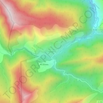 Carte topographique Rouaine, altitude, relief