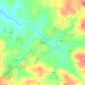 Carte topographique Boimente, altitude, relief