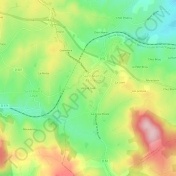 Carte topographique Vers le Saut, altitude, relief