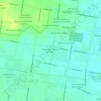 Carte topographique Stonegate Colonia Number 1, altitude, relief