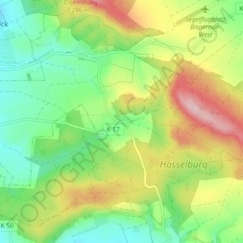 Carte topographique Völkerhausen, altitude, relief