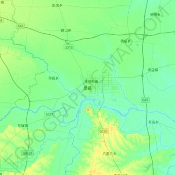 Carte topographique 息县, altitude, relief