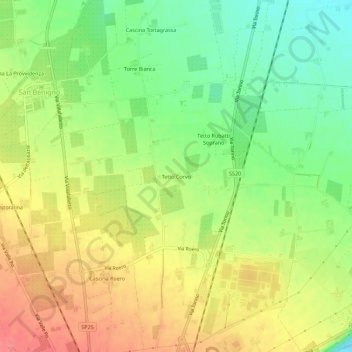 Carte topographique Tetto Corvo, altitude, relief