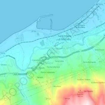Carte topographique Minà, altitude, relief