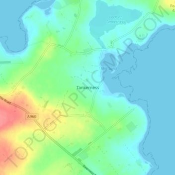 Carte topographique Tankerness, altitude, relief