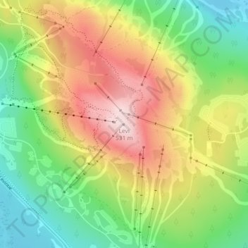 Carte topographique Levi, altitude, relief
