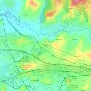 Carte topographique Bobes, altitude, relief