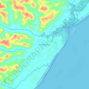 Carte topographique Porto da Rua, altitude, relief