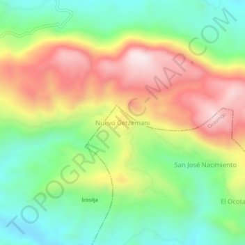 Carte topographique Nuevo Getzemani, altitude, relief