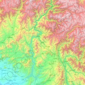 Carte topographique Battagram District, altitude, relief