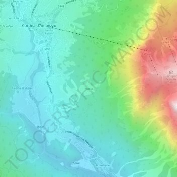 Carte topographique Fraina, altitude, relief