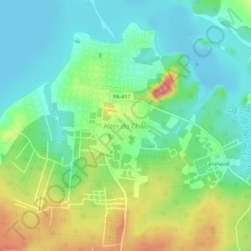 Carte topographique Alter do Chão, altitude, relief