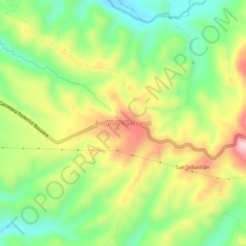 Carte topographique Antonio Raimondi, altitude, relief