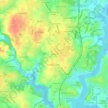 Carte topographique La Mahère, altitude, relief