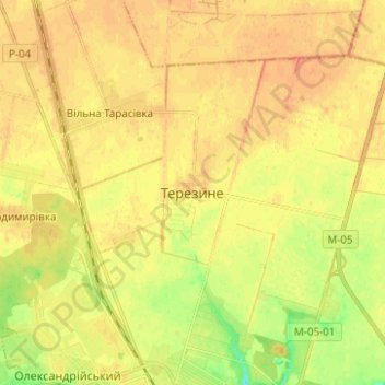 Carte topographique Terezyne, altitude, relief