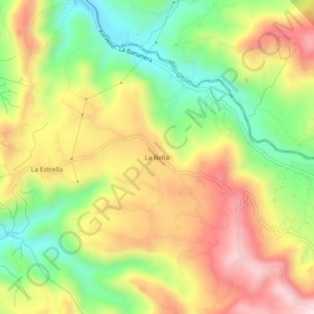 Carte topographique La Bella, altitude, relief