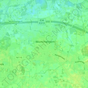 Carte topographique Centrum, altitude, relief