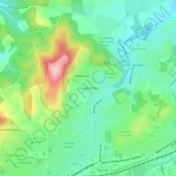 Carte topographique Crockett Ridge, altitude, relief