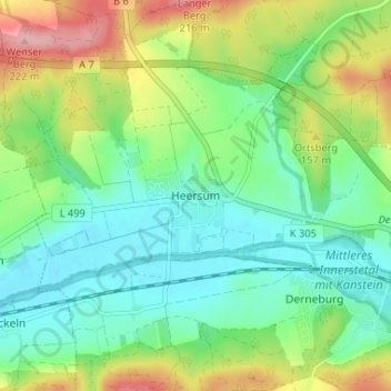 Carte topographique Heersum, altitude, relief