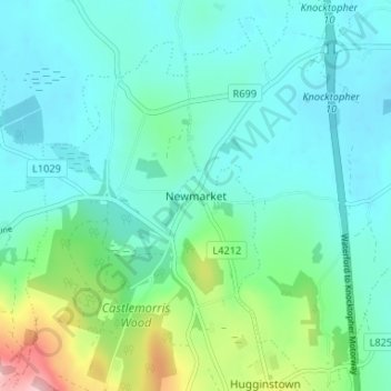 Carte topographique Newmarket, altitude, relief