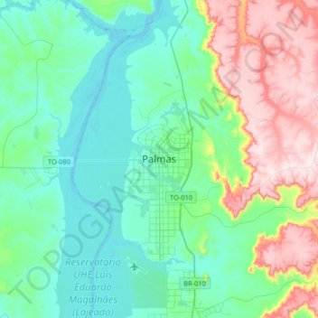 Carte topographique Palmas, altitude, relief