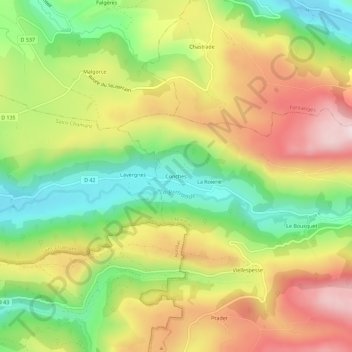 Carte topographique Conches, altitude, relief