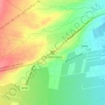 Carte topographique Casa Mendoza, altitude, relief