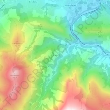 Carte topographique Ortzia, altitude, relief
