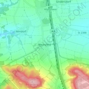 Carte topographique Weinsfeld, altitude, relief