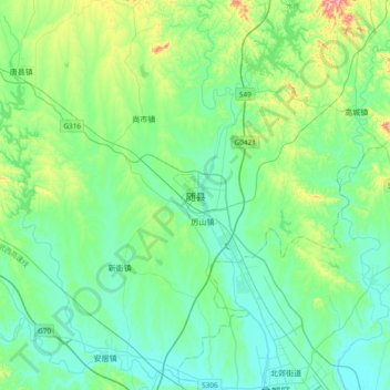 Carte topographique 随县, altitude, relief