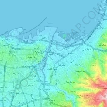Carte topographique Bourj Hammoud, altitude, relief