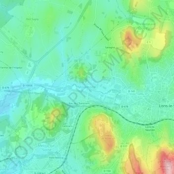 Carte topographique Montmorot, altitude, relief