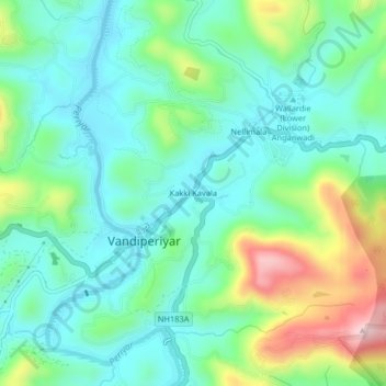 Carte topographique Kakki Kavala, altitude, relief