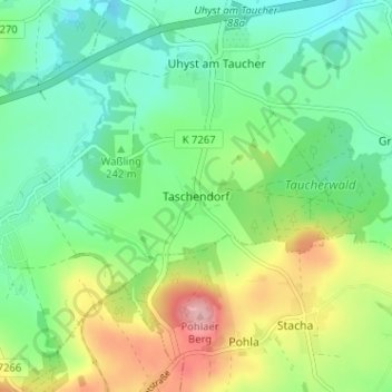 Carte topographique Taschendorf, altitude, relief
