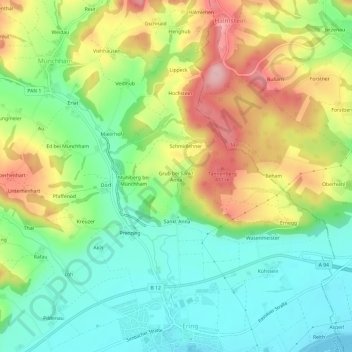 Carte topographique Grub bei Sankt Anna, altitude, relief