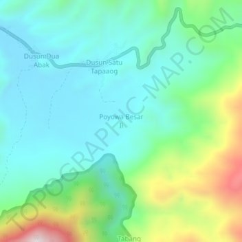 Carte topographique Poyowa Besar Ii, altitude, relief