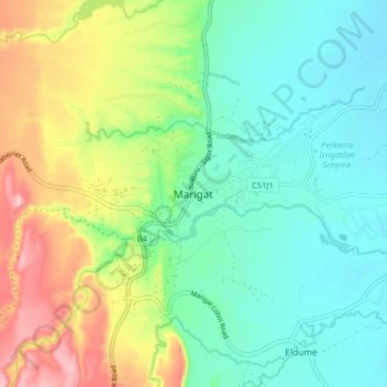 Carte topographique Marigat, altitude, relief
