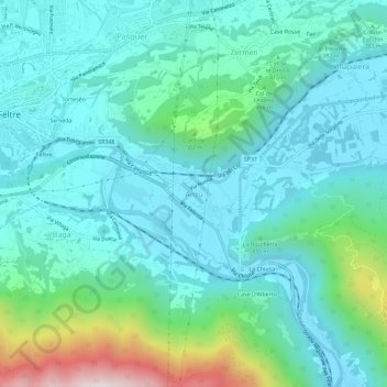 Carte topographique Anzù, altitude, relief