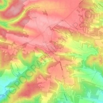 Carte topographique Stettenhof, altitude, relief