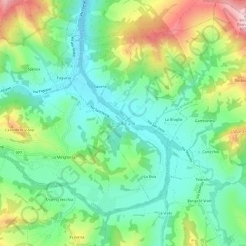 Carte topographique Rondinara, altitude, relief