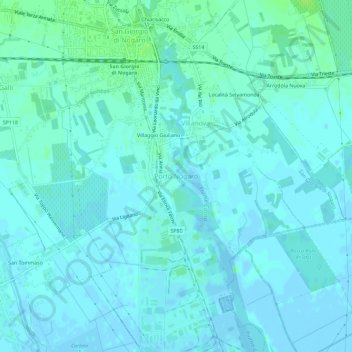 Carte topographique Porto Nogaro, altitude, relief