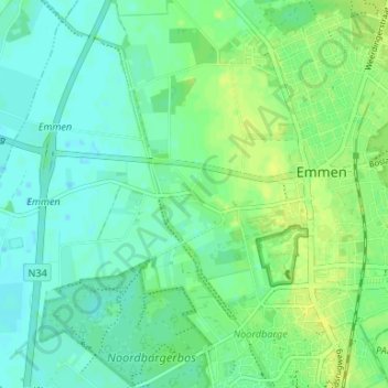 Carte topographique Westenesch, altitude, relief