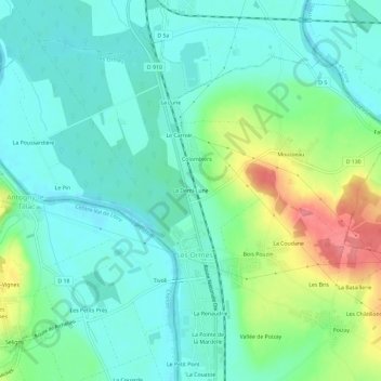 Carte topographique La Demi-Lune, altitude, relief