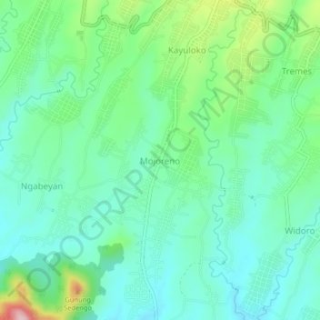 Carte topographique Mojoreno, altitude, relief