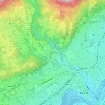 Carte topographique Vezzano, altitude, relief