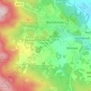 Carte topographique Kleinbärnbach, altitude, relief