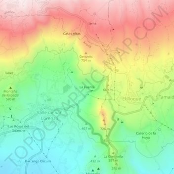 Carte topographique La Fuente, altitude, relief