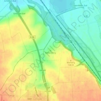 Carte topographique Rottenberg, altitude, relief