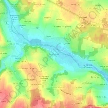Carte topographique Saint-Gobrien, altitude, relief